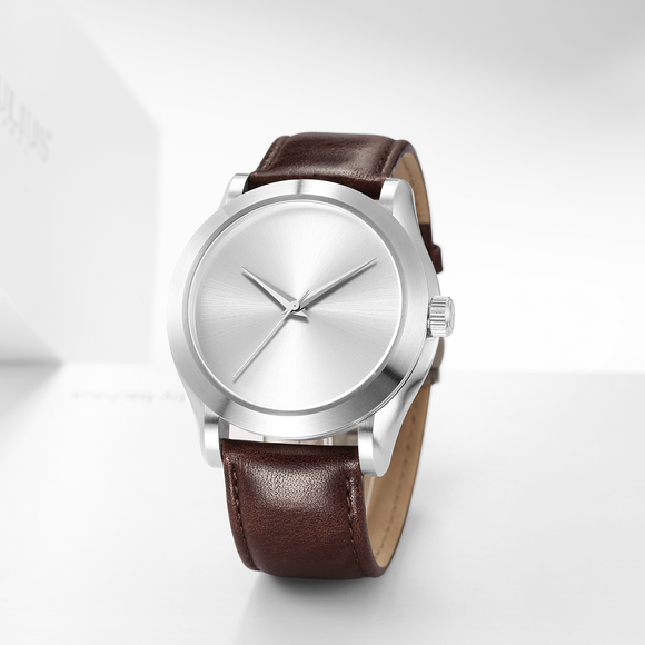 The Oceanus - Silver Case |  Silver Dial | Brown Leather Band
