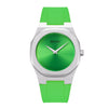 The Paros - Mens watch 40mm Green Silicone Band Silver case