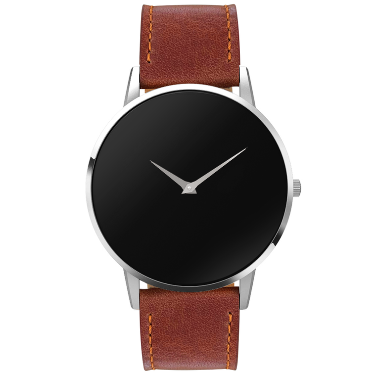 The Ares- Mens watch 45mm Brown Band Silver Case