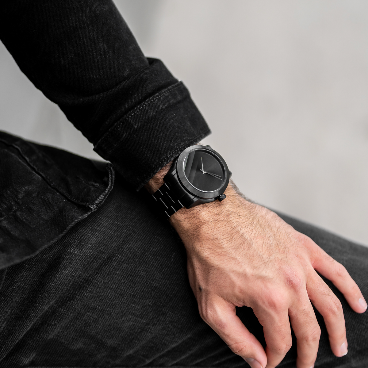 The Apollo - Mens watch 45mm Black Band Matte Black Case - Teleio