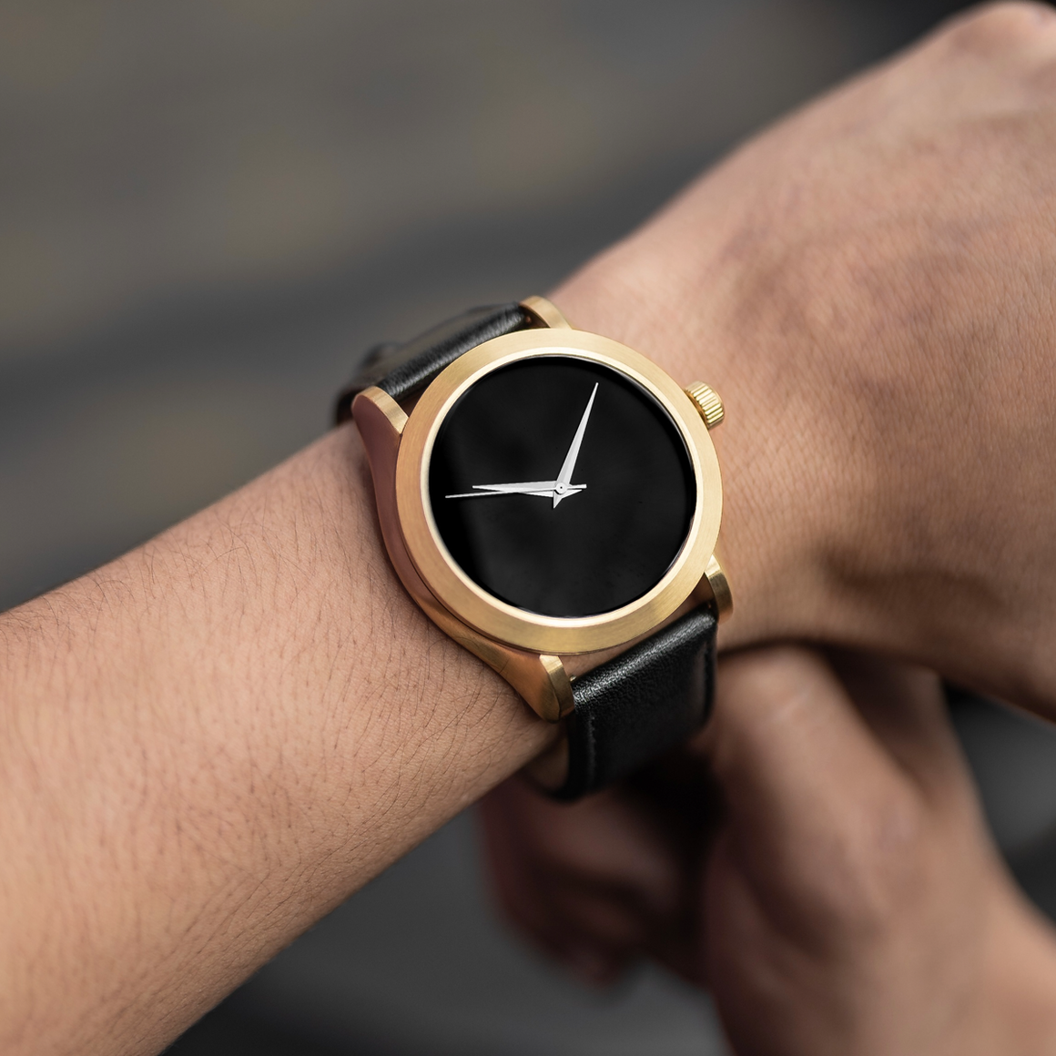 The Metis - Gold Case |  Black Dial | Black Leather Band