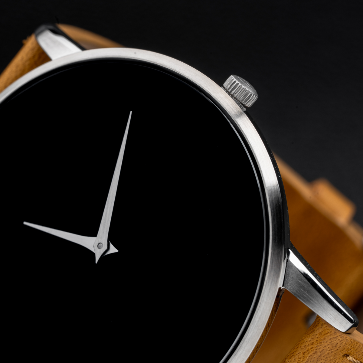 The Hades- Mens watch 45mm Tan Band Silver Case