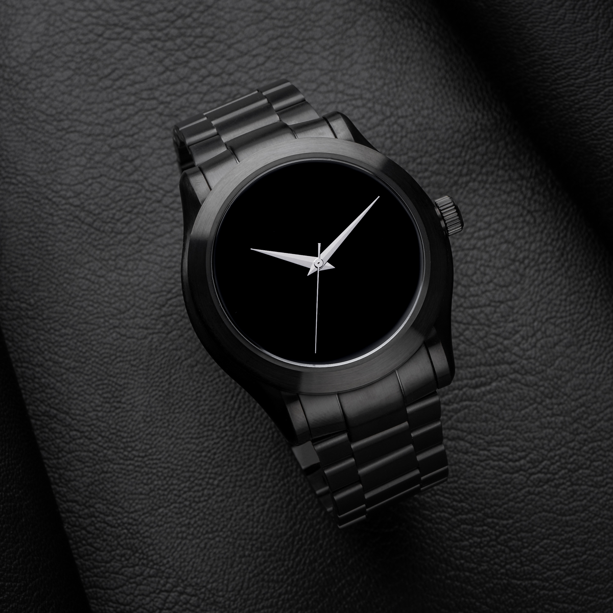 The Apollo - Mens watch 45mm Black Band Matte Black Case - Teleio