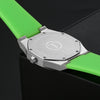 The Paros - Mens watch 40mm Green Silicone Band Silver case