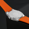 The Delos - Mens watch 40mm Orange Silicone Band Silver case