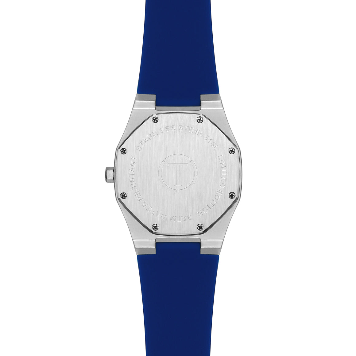 The Mykonos Mens watch 40mm Blue Silicone Band Silver case