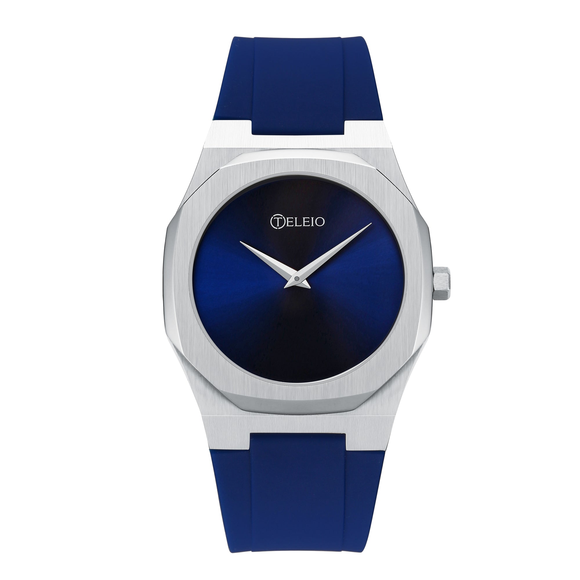 The Mykonos - Mens watch 40mm Blue Silicone Band Silver case