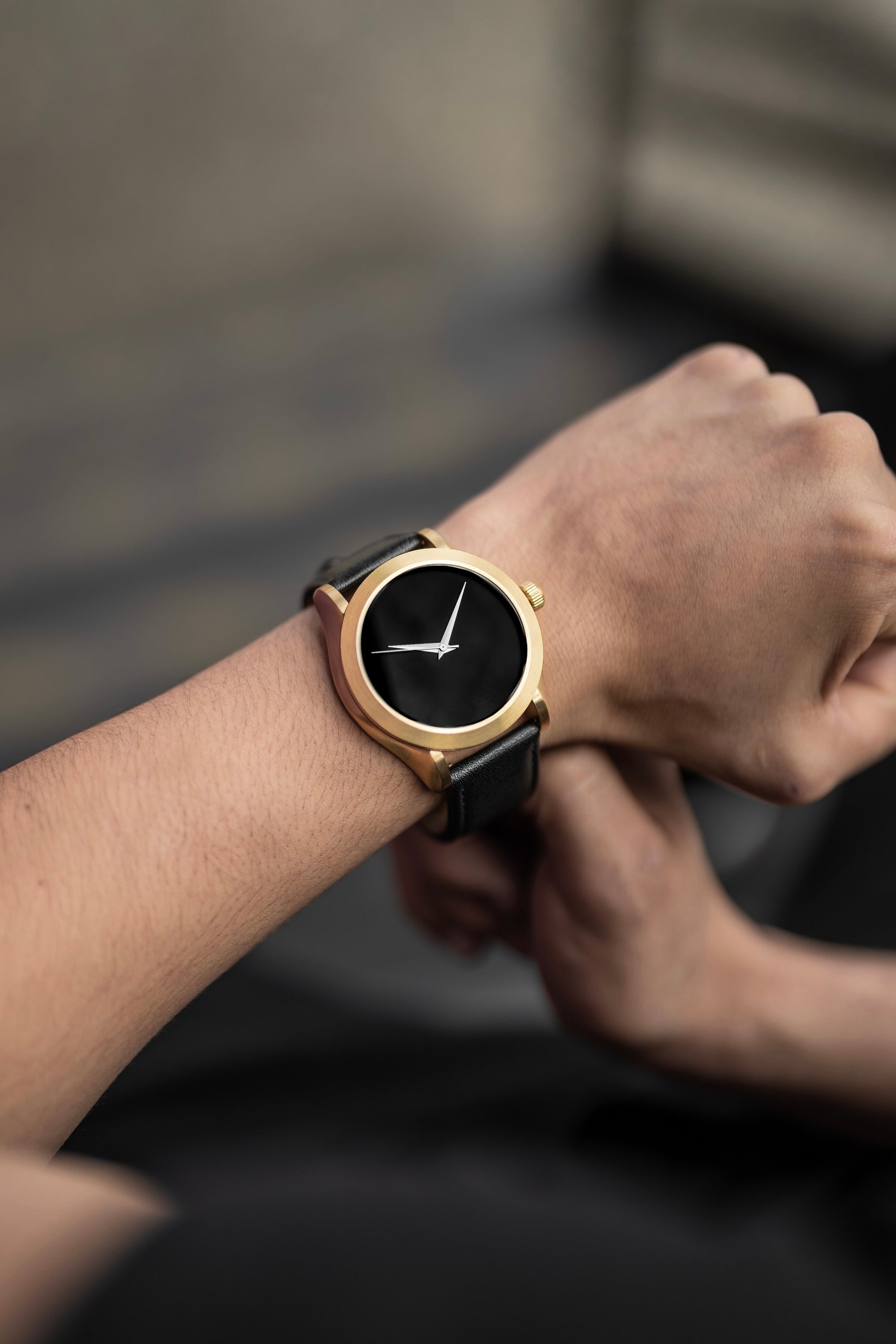 The Metis - Gold Case |  Black Dial | Black Leather Band