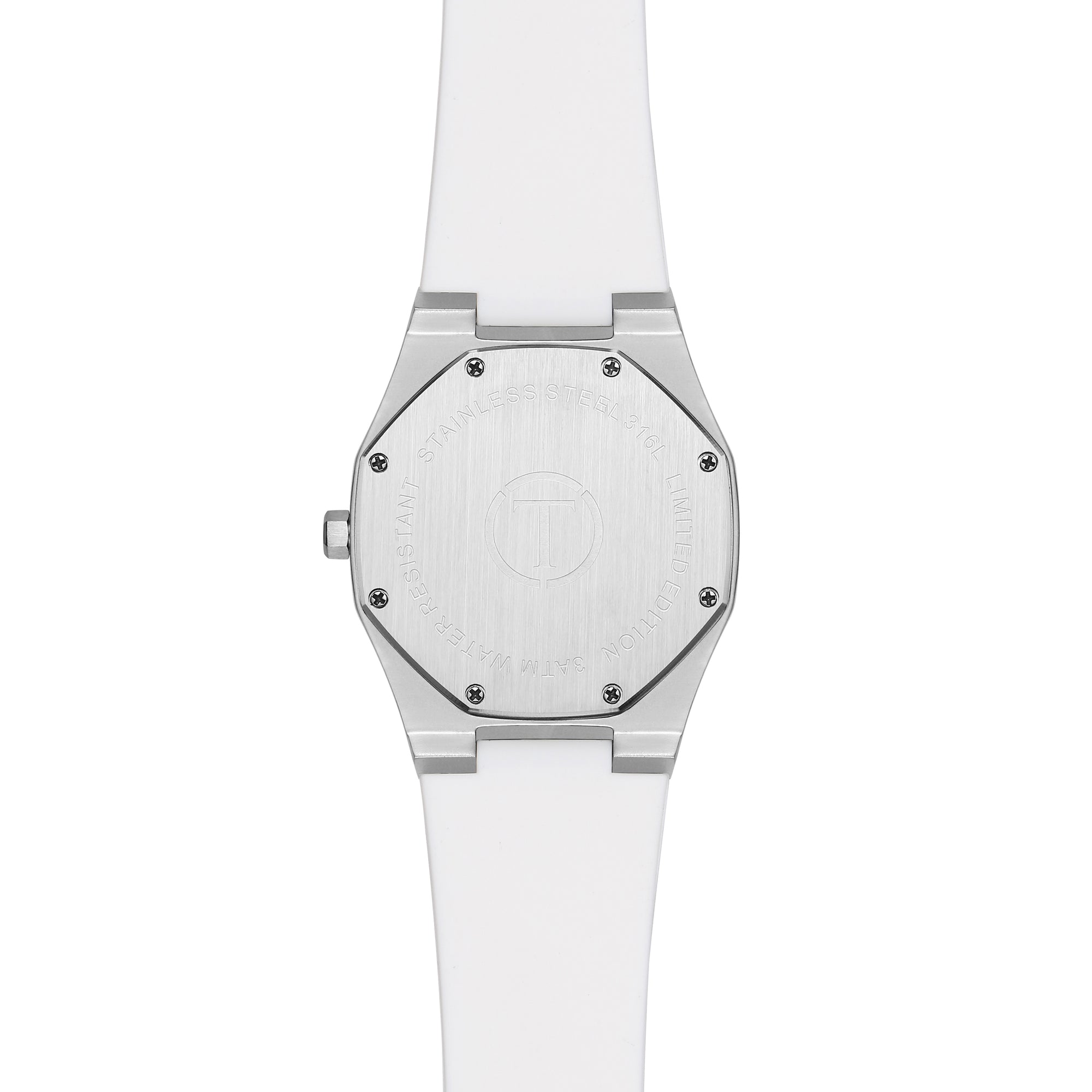 The Santorini - Mens watch 40mm White Silicone Band Silver case