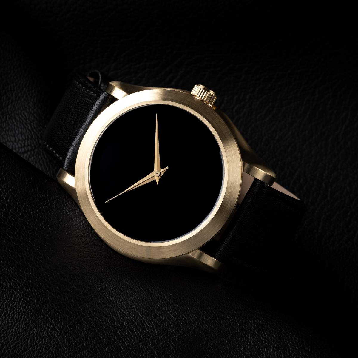 The Metis - Gold Case |  Black Dial | Black Leather Band